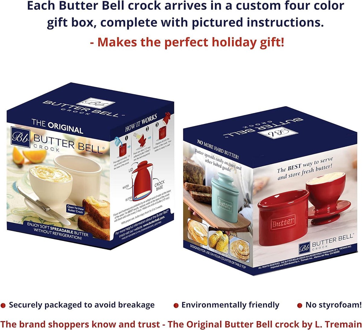 Franse keramische botervloot klassieke retro matzwarte afwerking – Butter Bell Original Crock van L. Tremain botervloot met deksel