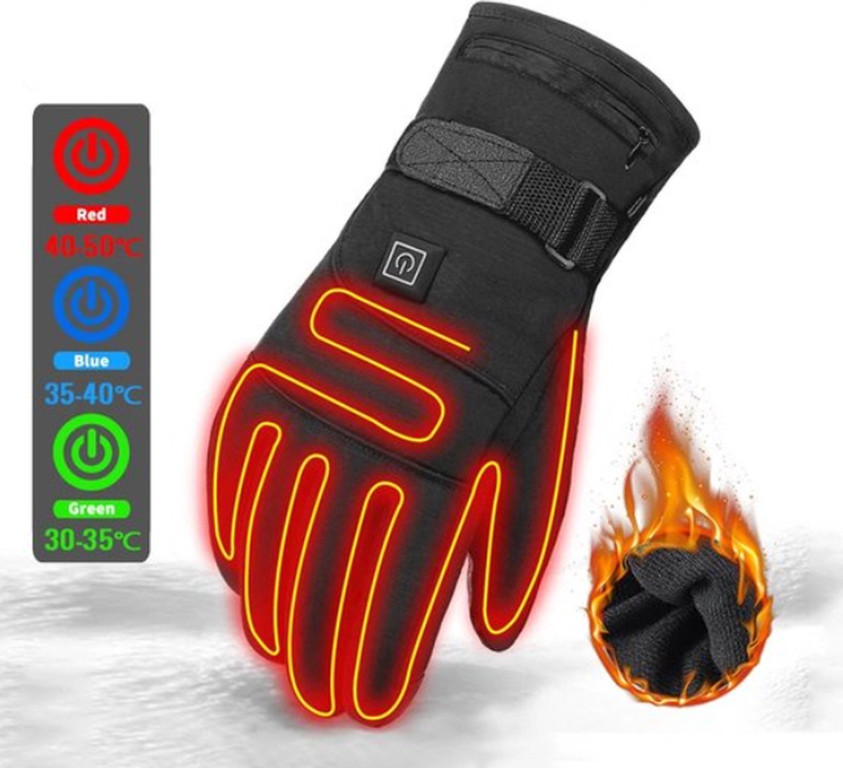 Waterdichte Verwarmde Motorhandschoenen – Werkt op Batterijen, Compatibel met Touchscreen, Ideaal voor Winterse Motorritten, Racing en Rijden – Handverwarmers voor Comfort en Bescherming