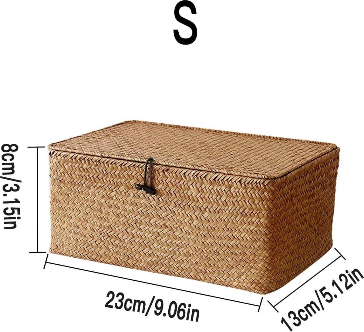 Rieten opbergmand van geweven rotan - opbergdozen met deksels - zeegras wasmanden - make-up organizer - badkamer woonkamer keuken - kleine rieten mand