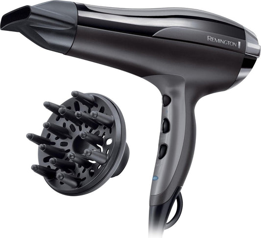 Föhn - Pro air turbo - Ionengenerator technologie - 2400W - 90km per uur blaaskracht - Met Diffuser - Keramiek - 3 warmtestanden - 2 snelheden - Voor pluiziger haar - Zilver -