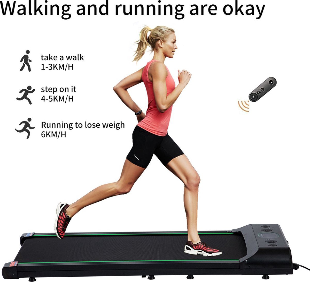 Loopband - 1-6km/u - Krachtig - Slank en Stil - LCD Scherm en Teller - Ingebouwde Bluetooth-Luidspreker - Meerdere Snelheidsstanden - Walking Pad - Treadmill - MET Afstandsbediening