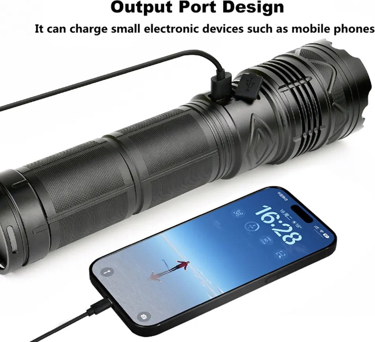 Bolmans - Zaklampen - Zaklamp - Maglite - LED Zaklamp - Zoom - 1500M Bereik - 100W - Oplaadbaar - Waterdicht - Militaire Zaklamp
