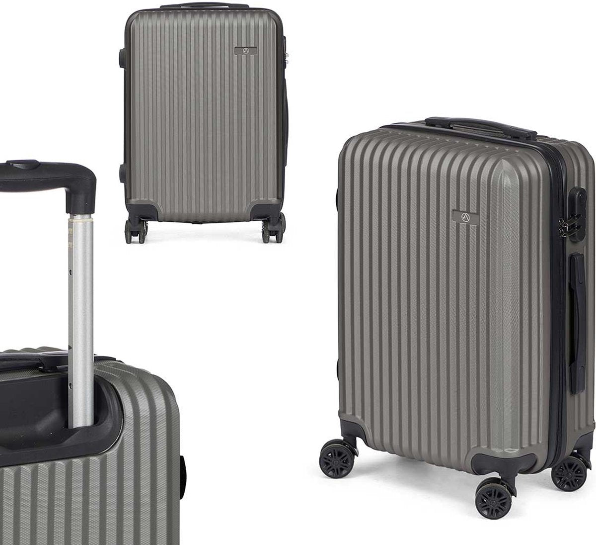 Cabine handbagage reistrolley koffer Alcatraz - zwenkwielen - 57 x 38 x 23 cm - 48 liter - antraciet - cijferslot - dubbele trekstang