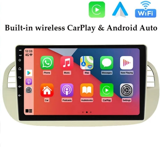 Fiat 500 ( WIT ) 2008 - 2014 | Autoradio met Navigatie | Carplay & Android auto | Android radioscherm | 2008 2009 2010 2011 2012 2013 2014