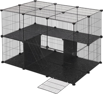 Dierenren - Kattenren - Hondenren Buiten - Konijnenhok voor Binnen - Konijnenren - Kippenren - Ren - 105x70x70 cm - Zwart