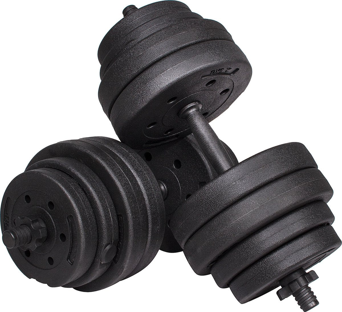 Springos Halters | Gewichten set | Halterset | 16 gewichten | 30 kg | Zwart