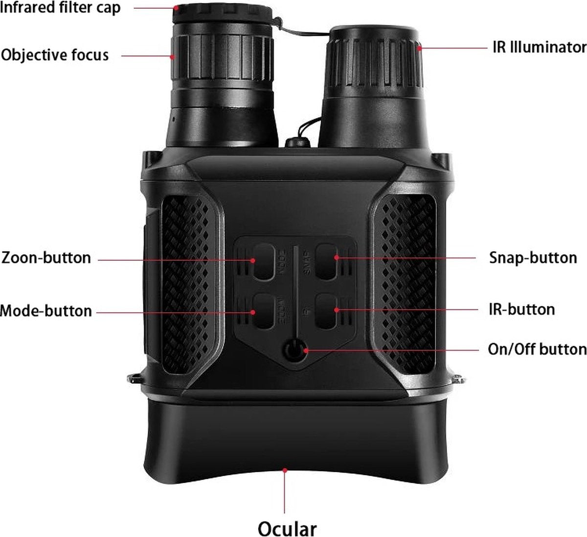 Night Vision Goggles With Infrared - Luxury Binoculars With Night Vision Day & Night - Night Vision Goggles Glasses + SD Card - Night Vision - Black