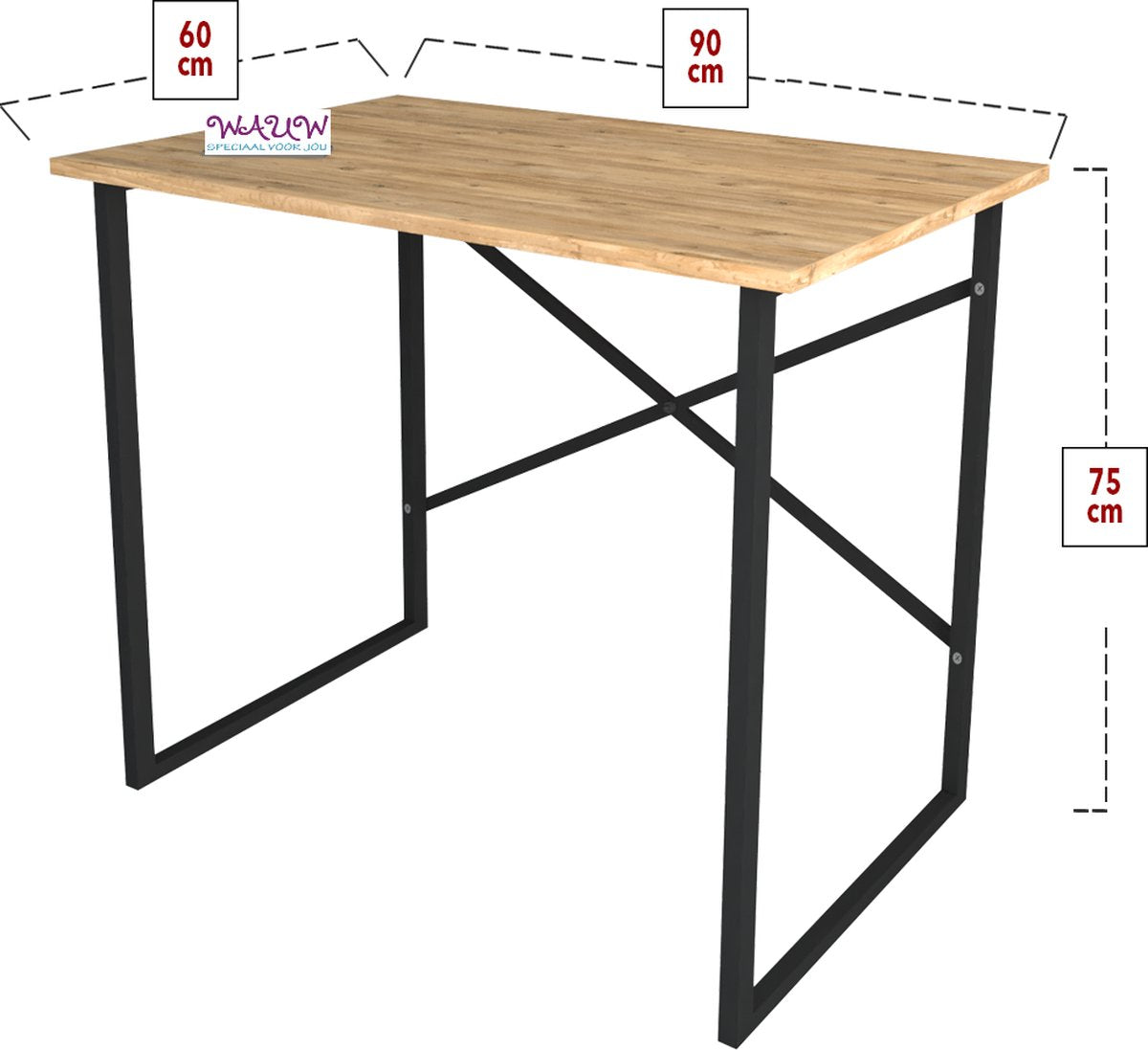 Desk - 60x90 cm - Desk - Computer Desk - Office Desk - Laptop Table - Adult Desk - Wood Color