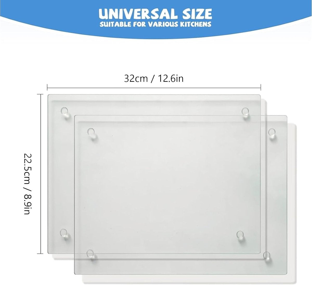 Durable set of 2 acrylic cutting boards for countertop - transparent and non-slip with rubber strip - wear-resistant and scratch-resistant - suitable for any kitchen