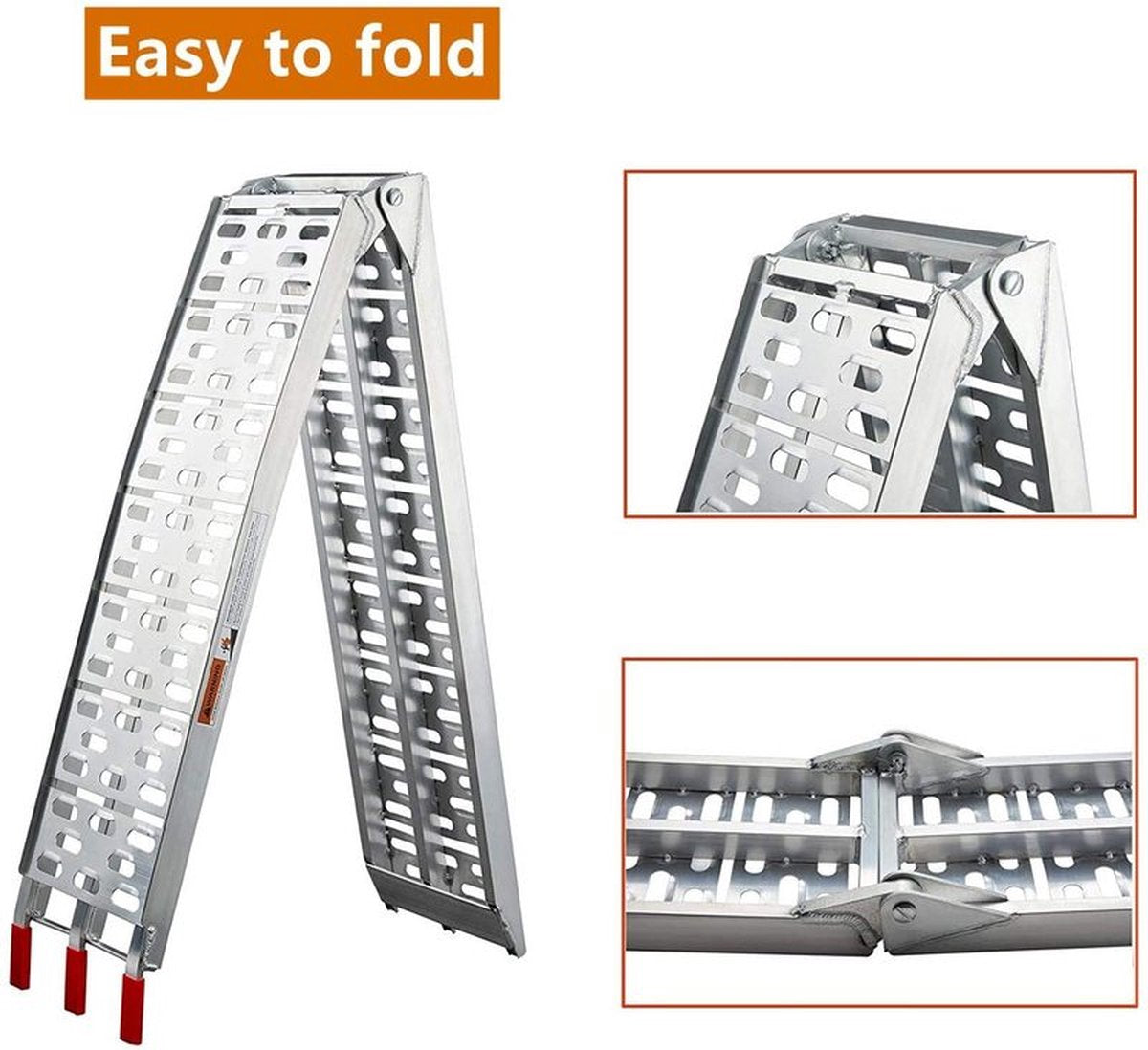 Hardened Aluminum Loading Ramp - Silver - 340 KG Load Capacity - Foldable - Galvanized Steel - Anti-slip - Loading ramp trailer ramp loading rail