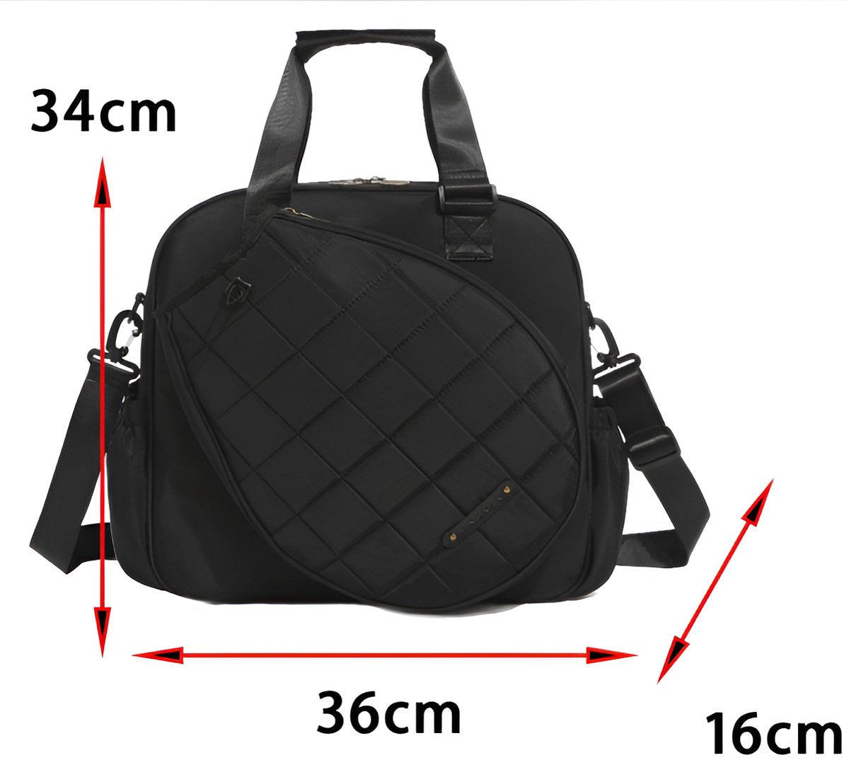 E-Shop4u - Tennis Bag - Tennis Bag - Tennis - Badminton - Sports Bag - Sport - Racket - Rackets - Bag - Shoulder Bag - Men - Women - Black - White - 40x40x16cm - 800g - Polyester - Composite Fabric - Free Shipping - Returns - 30 Days