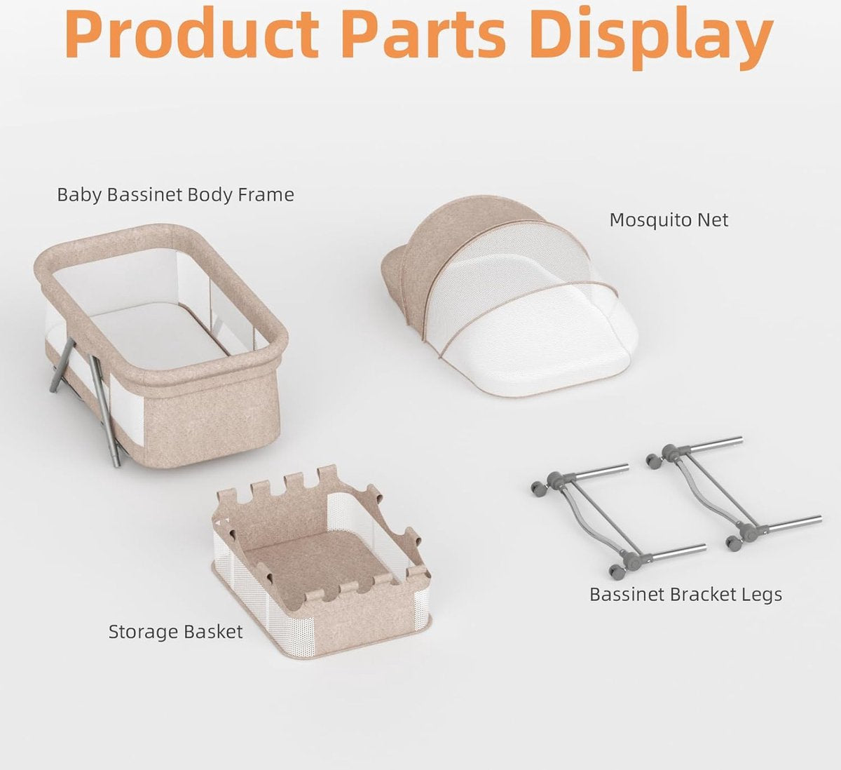 Babybed met zacht matras, reisbed incl. opbergruimte, wiegfunctie, opvouwbaar, slip en transporttas, vanaf de geboorte tot 20 kg, wieg, complete set voor baby's van 0-6 maanden, kaki
