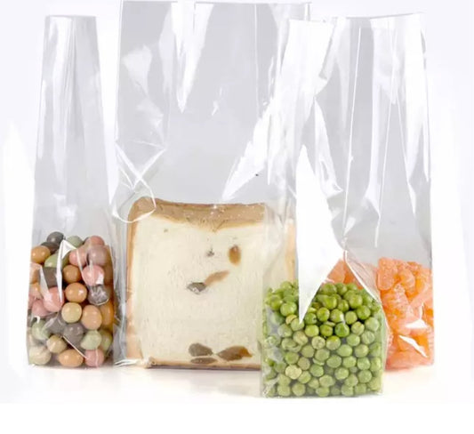 Block bottom bag - treat bag - packaging bag - transparent cellophane bag 95 x 80 + 235 mm - Per 300 pieces