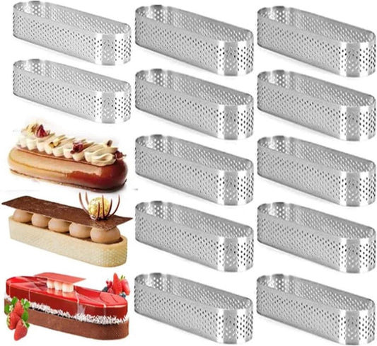 12 stuks ovale taartvormen - Frans dessert - ovaal - mousse - fruitcake - taartring - quiche - roestvrij staal taartring