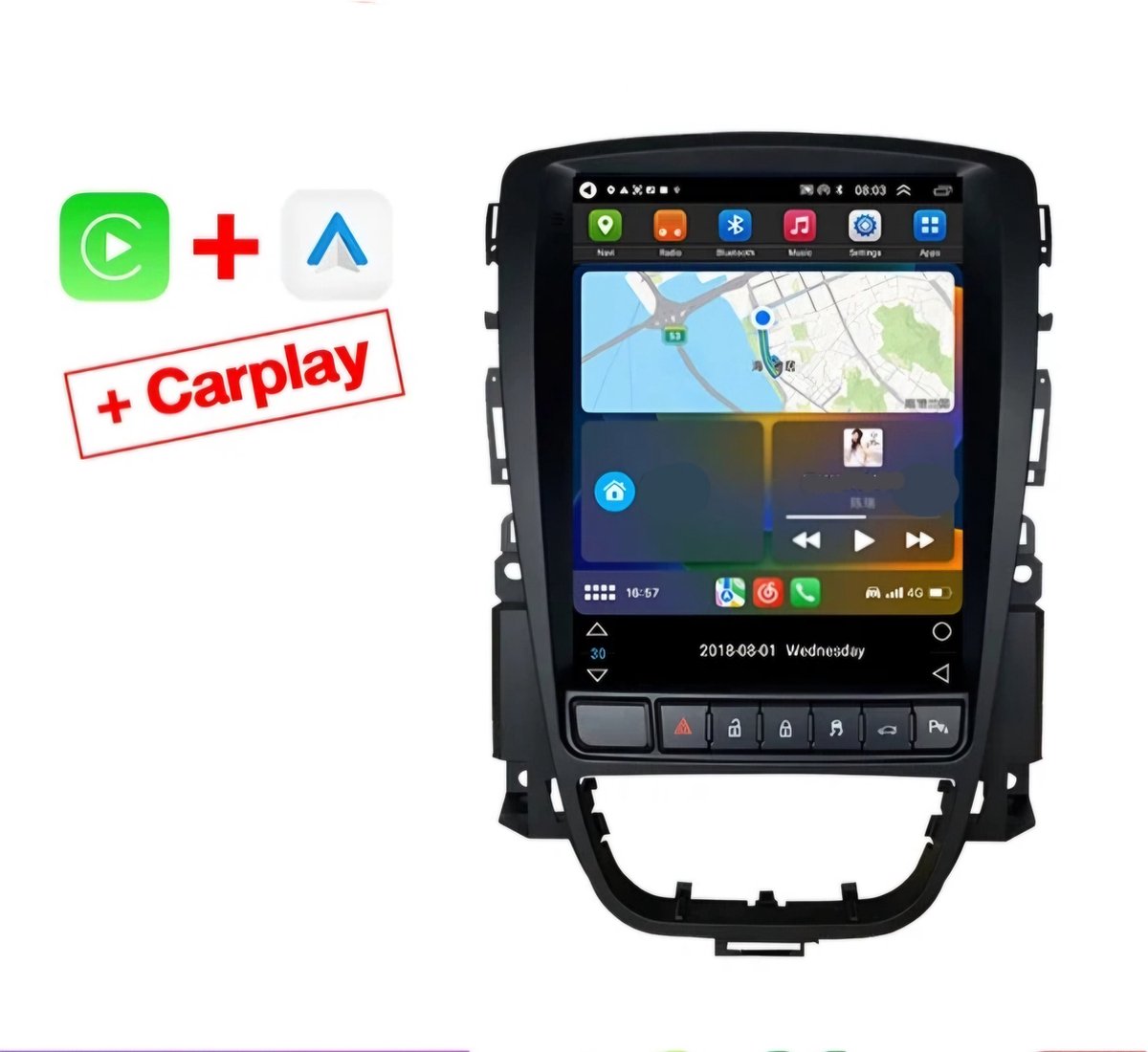 Opel Astra J / Cascada 2009 - 2016 | Carplay & Android auto | 2GB & 32GB | Autoradio met Navigatie | Radioscherm | 2009 2010 2011 2012 2013 2014 2015 2016