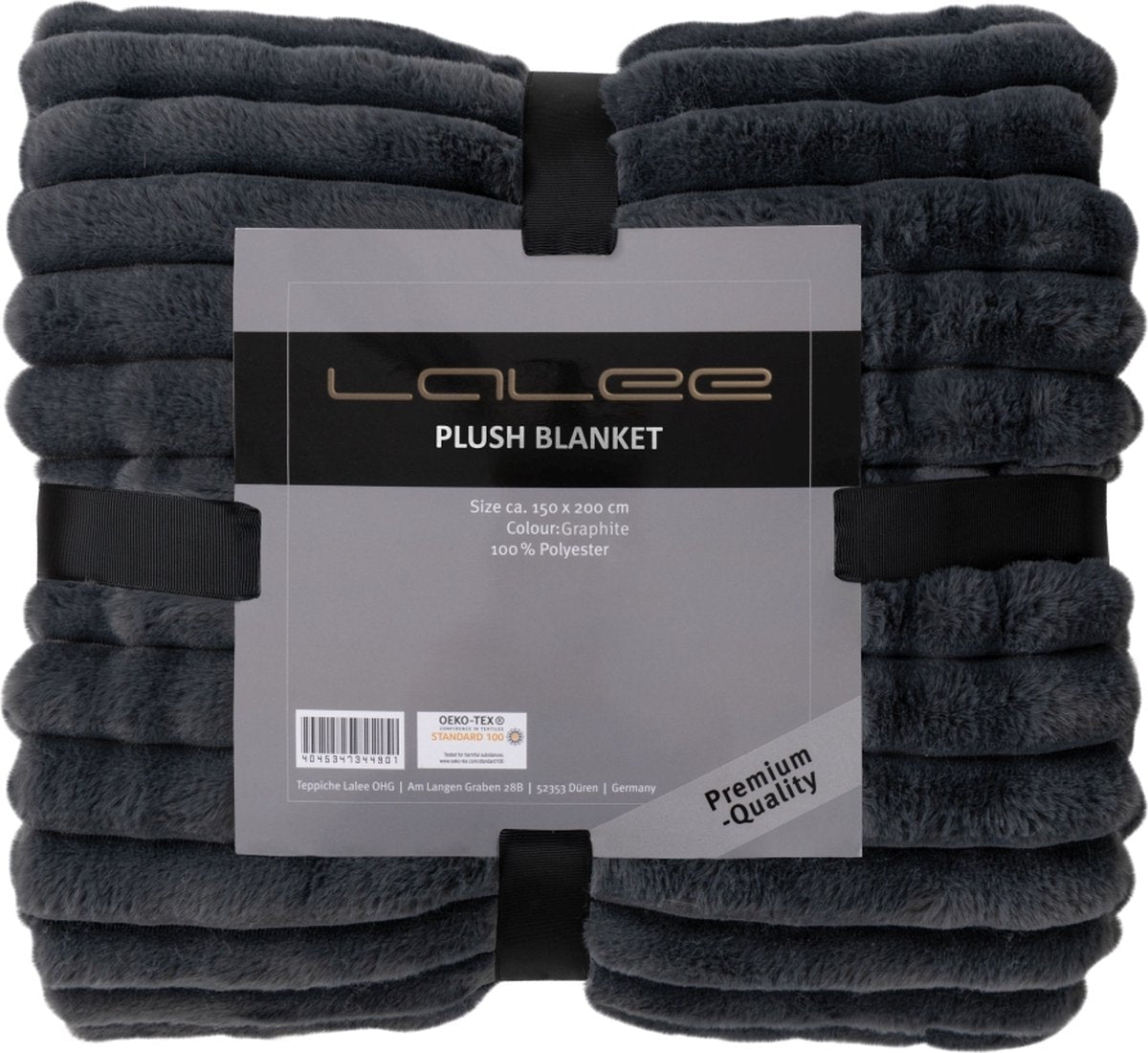 Lalee Pluche Fleece deken plaid zacht gestreept 3d imitatiebont plaid 150x200cm Antraciet grijs