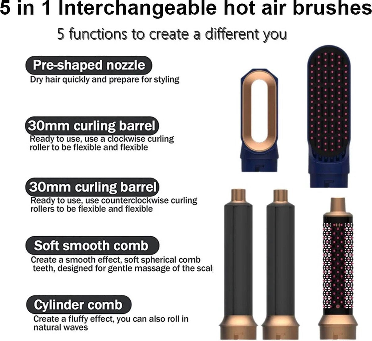 Hairwrap pro - 5-in-1 multistyler - Airstyler - Krultang - Föhn - Föhnborstel - Incl. leren opbergcase