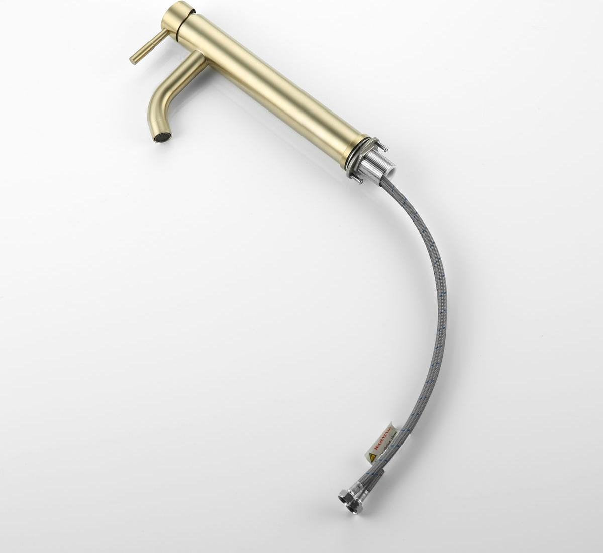 Washbasin tap Rocco Surface Mounted High Round Brushed Gold 1 Handle