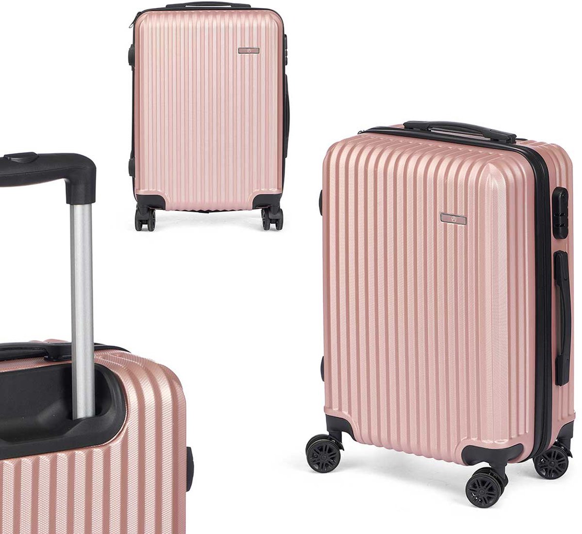 Cabine handbagage reistrolley koffer Alcatraz - zwenkwielen - 57 x 38 x 23 cm - 48 liter - roze - cijferslot - dubbel handvat
