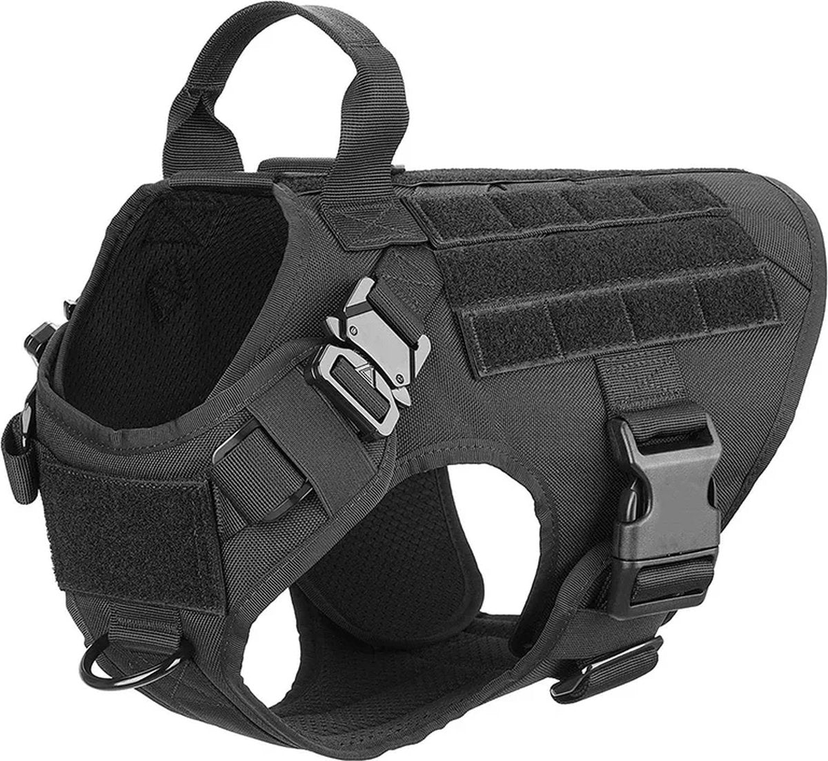Dog Harness - Tactical Dog Harness - Black - No-Pull Harness - Extra Control - XL