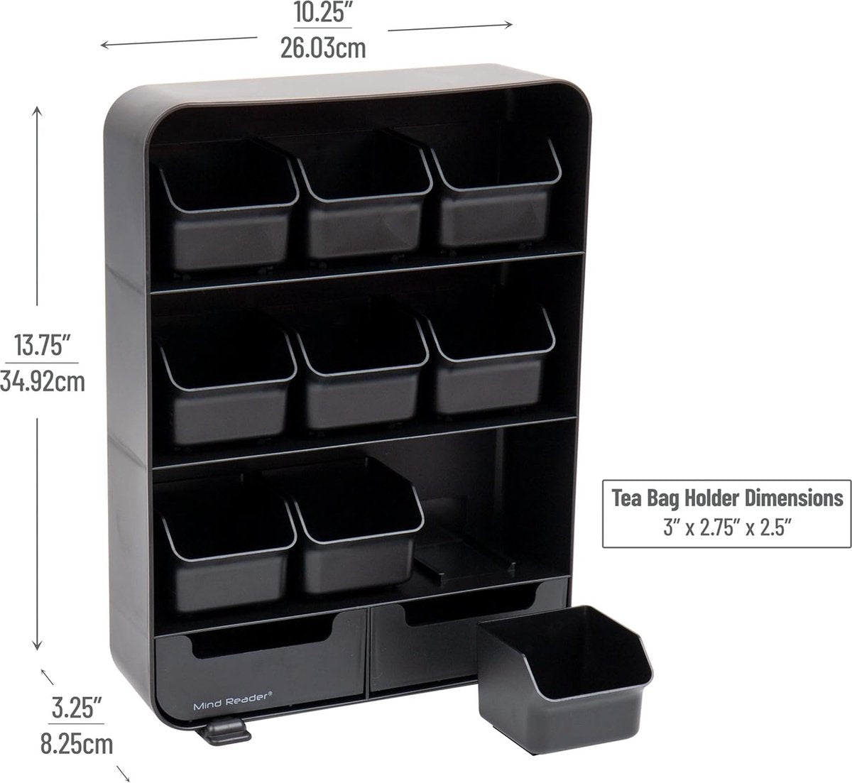 "Baggy" theezakjeshouder en kruidenorganizer, zwart, 180 theezakjes - zwart