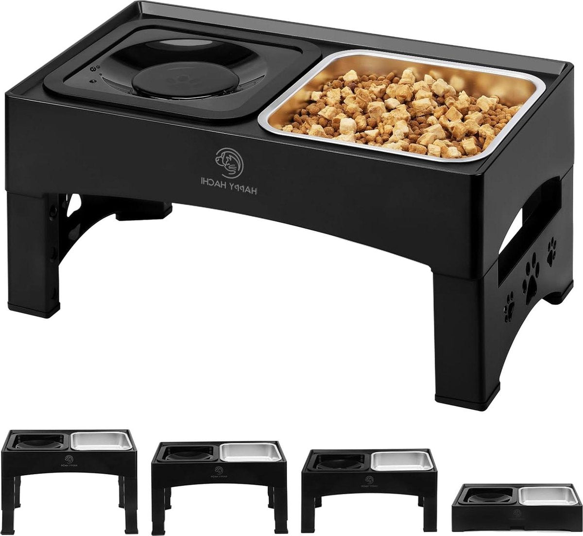 Raised Dog Bowl 16L - Stainless Steel - No Spill - 4 Adjustable Heights - Large Dogs