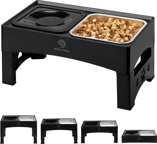 Raised Dog Bowl 16L - Stainless Steel - No Spill - 4 Adjustable Heights - Large Dogs