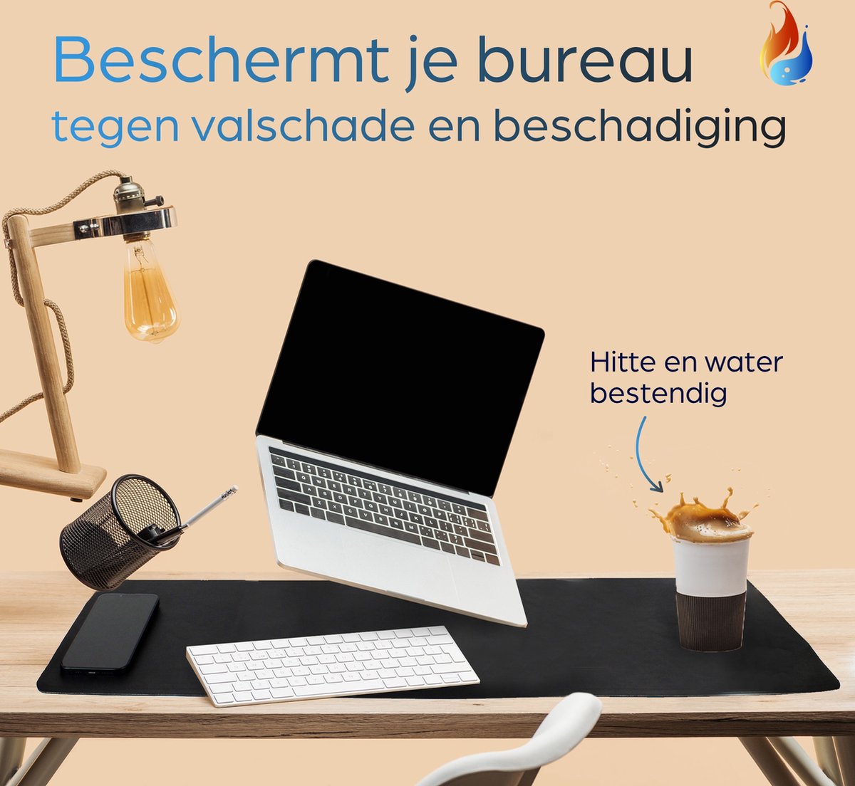 Gothermo® Verwarmde infrarood bureauonderlegger zwart / muismat / bureauverwarming / verwarmingsmat / bureaumat - 80x33cm - touchpad met verstelbare temperaturen - warme handen en voeten
