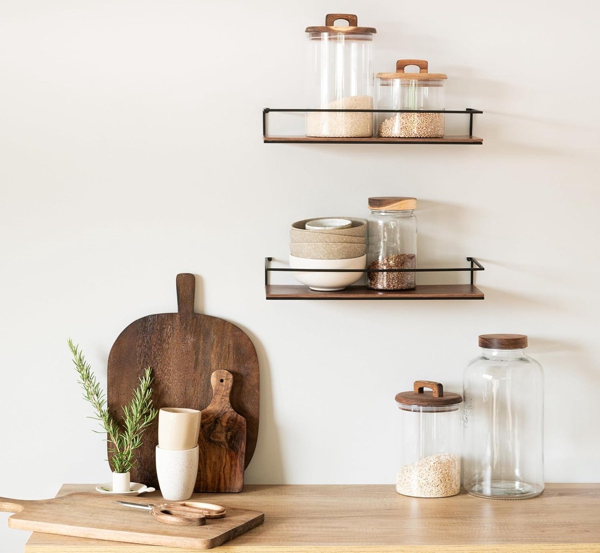 Stylish Floating Wall Shelf Set of Wood and Metal for Every Room