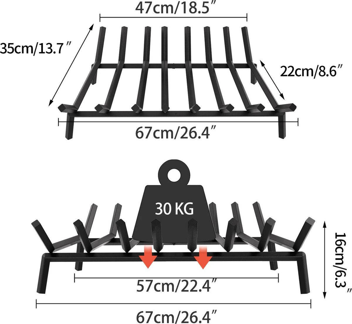 Firewood rack - Wood rack - Indoor firewood rack - Fire grate - Fireplace