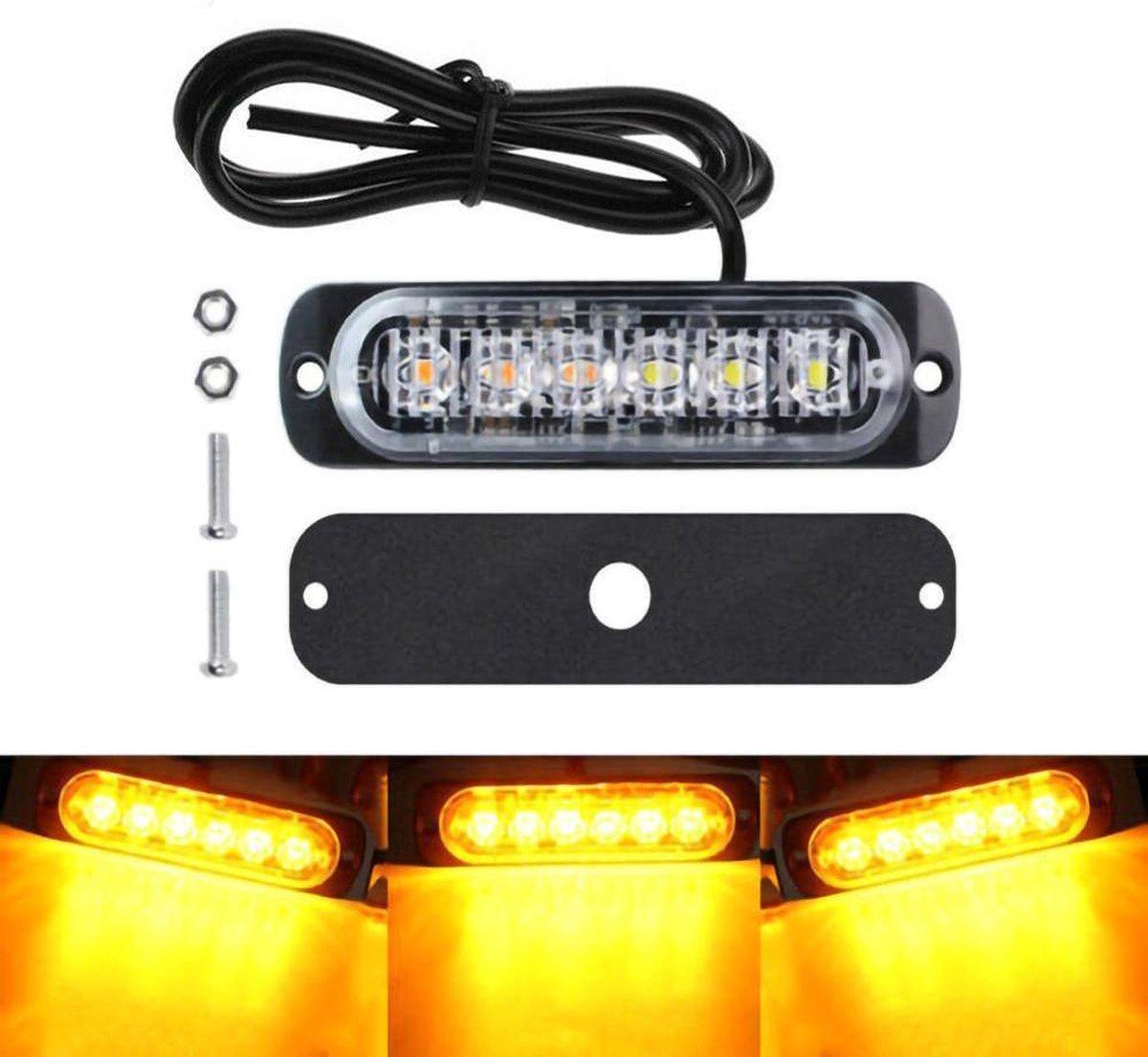 8-pack waarschuwingslampen - 12V / 24V LED - 18W - 2000K - Noodverlichting - Werkverkeer - 6 LED - 18 standen - Flitspatronen - AMBER - Oranje - Knipperlichten - Waarschuwingslampen - Knipper - Gevaar - Noodverlichting - Knipperlichten