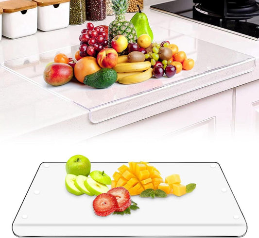 Cutting board with a counter-lip transparent glass worktop protector 157 x 118 inches - Large cutting board for countertop - Kitchen gifts