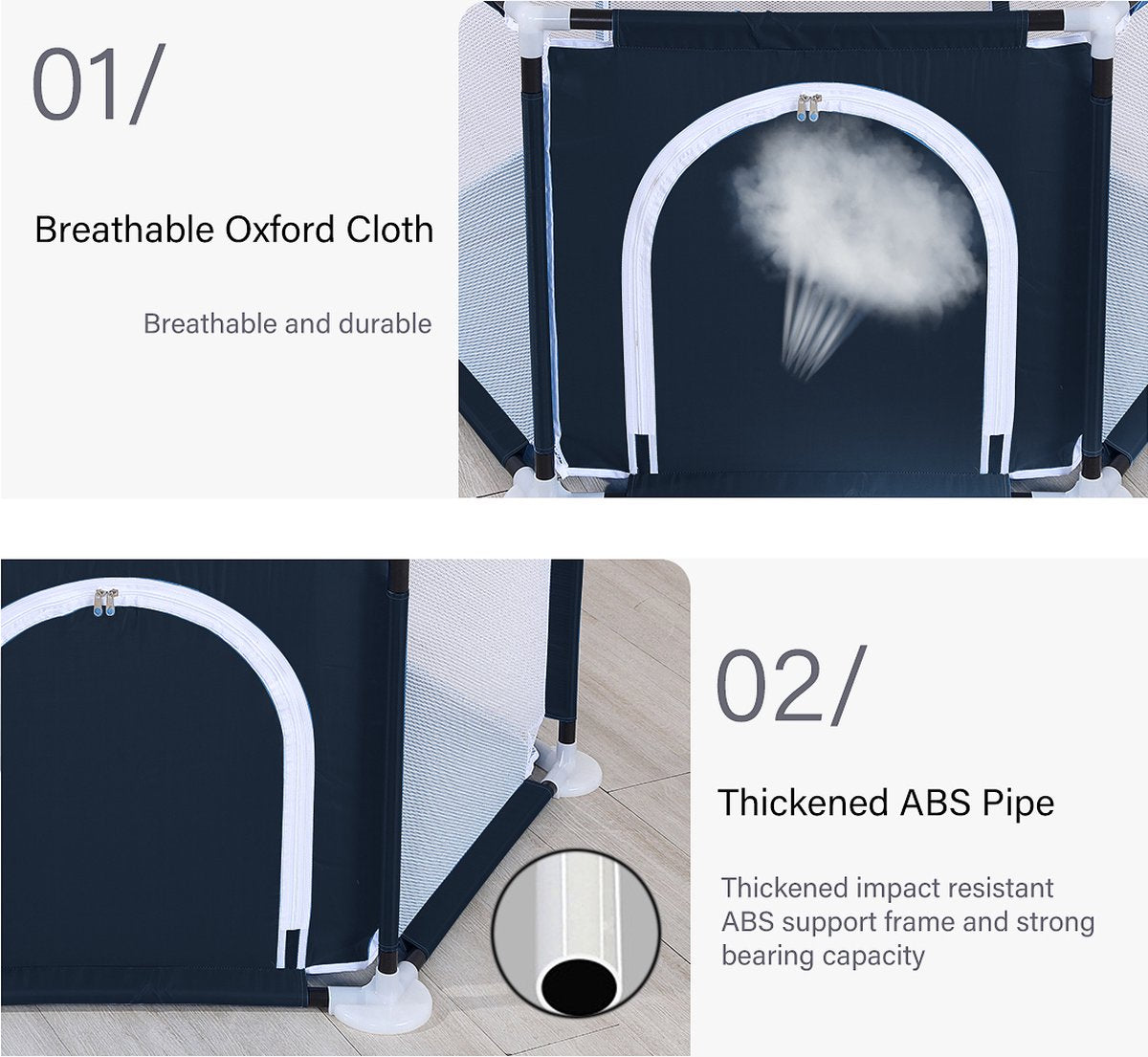 Grondbox Baby - Speelbox - 140x140x65cm - Zeshoek - Navy