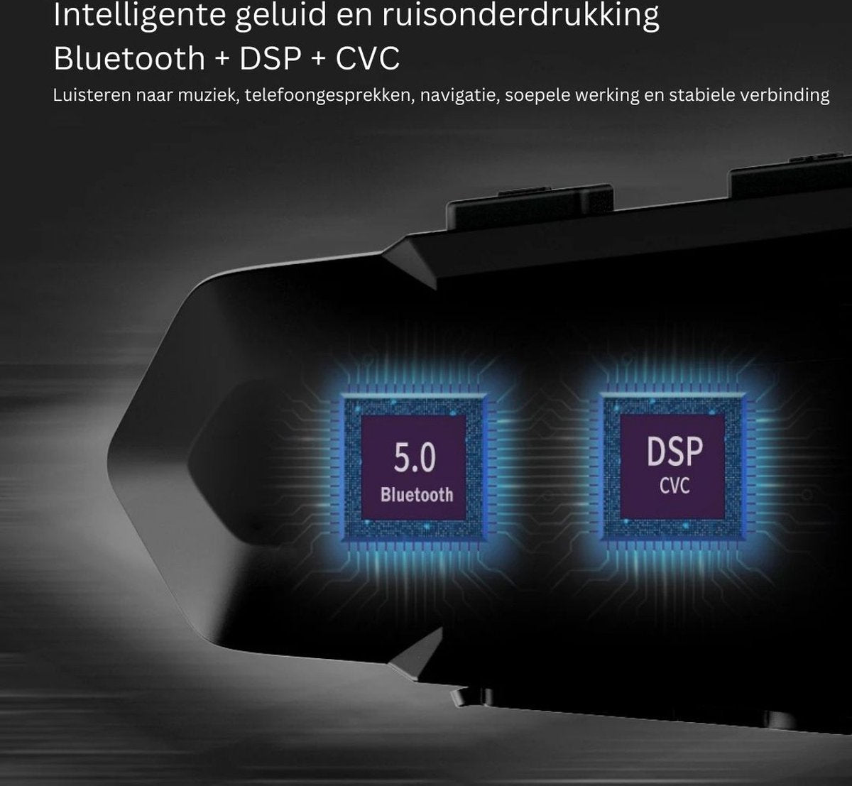 Intercom Motorhelm - Motor Communicatie Handsfree - Motorhelm Headset Waterdicht Bluetooth Draadloos - Zwart/Harde Microfoon/1 Stuk