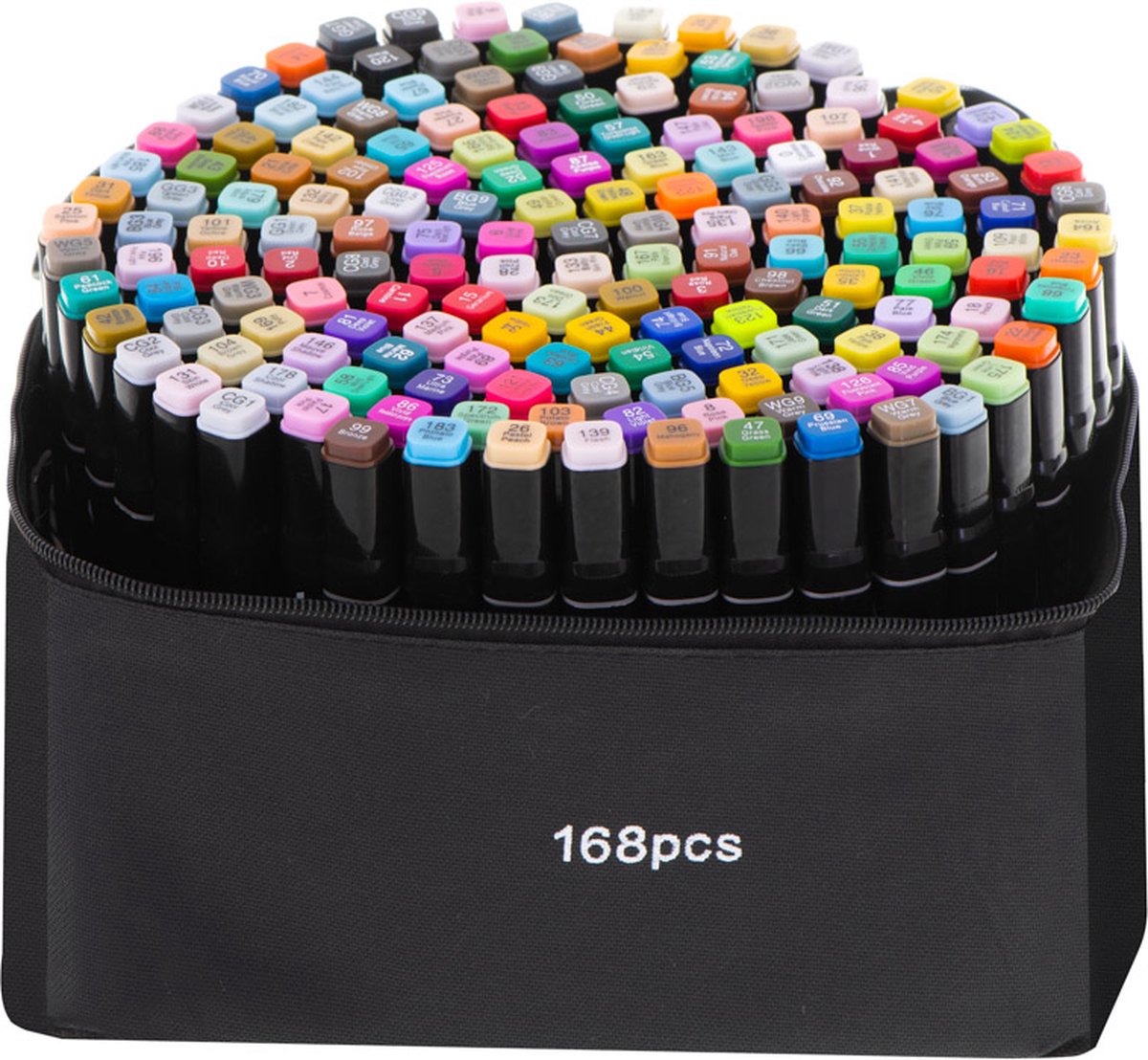 Stiften Voor Volwassenen Touch Twinmarkers Dubbelzijdige Alcoholstiften - 168 stuks - Dual Tip Markers - Tekenstiften - Kleurstiften - Fineliners - Dikke Dunne Stiften - Handlettering Kalligrafie Bullet Journal Dagboek - Kleuren