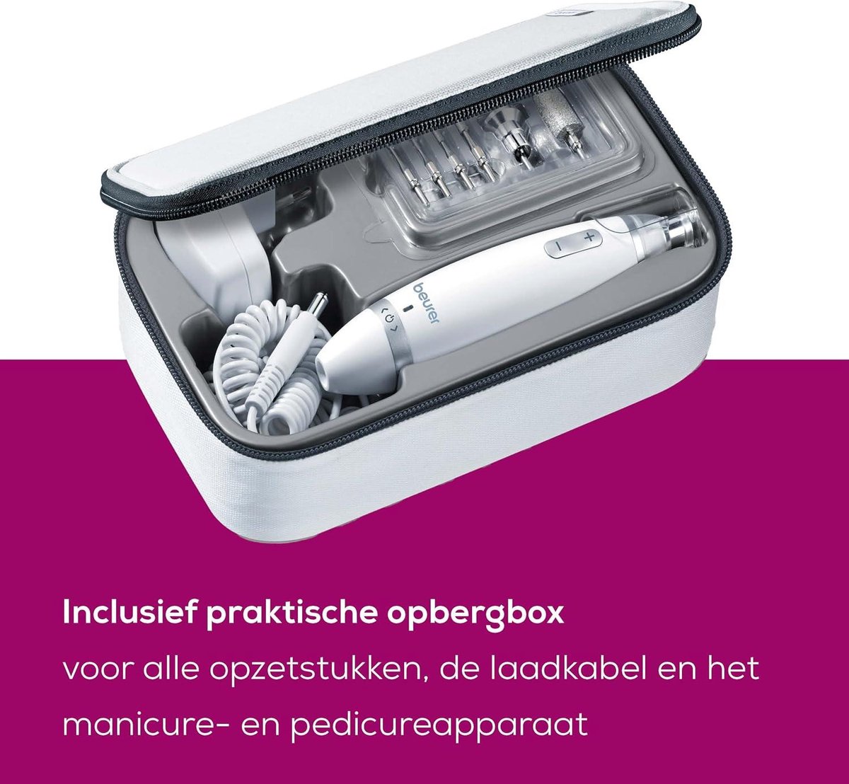Beurer MP 62 manicure-pedicureset - elektrische nagelvijl met 10 hoogwaardige nagelverzorgingshulpstukken - LED-licht - traploze snelheidsregeling - opbergetui - html-content nodig Nagelvijl elektrisch