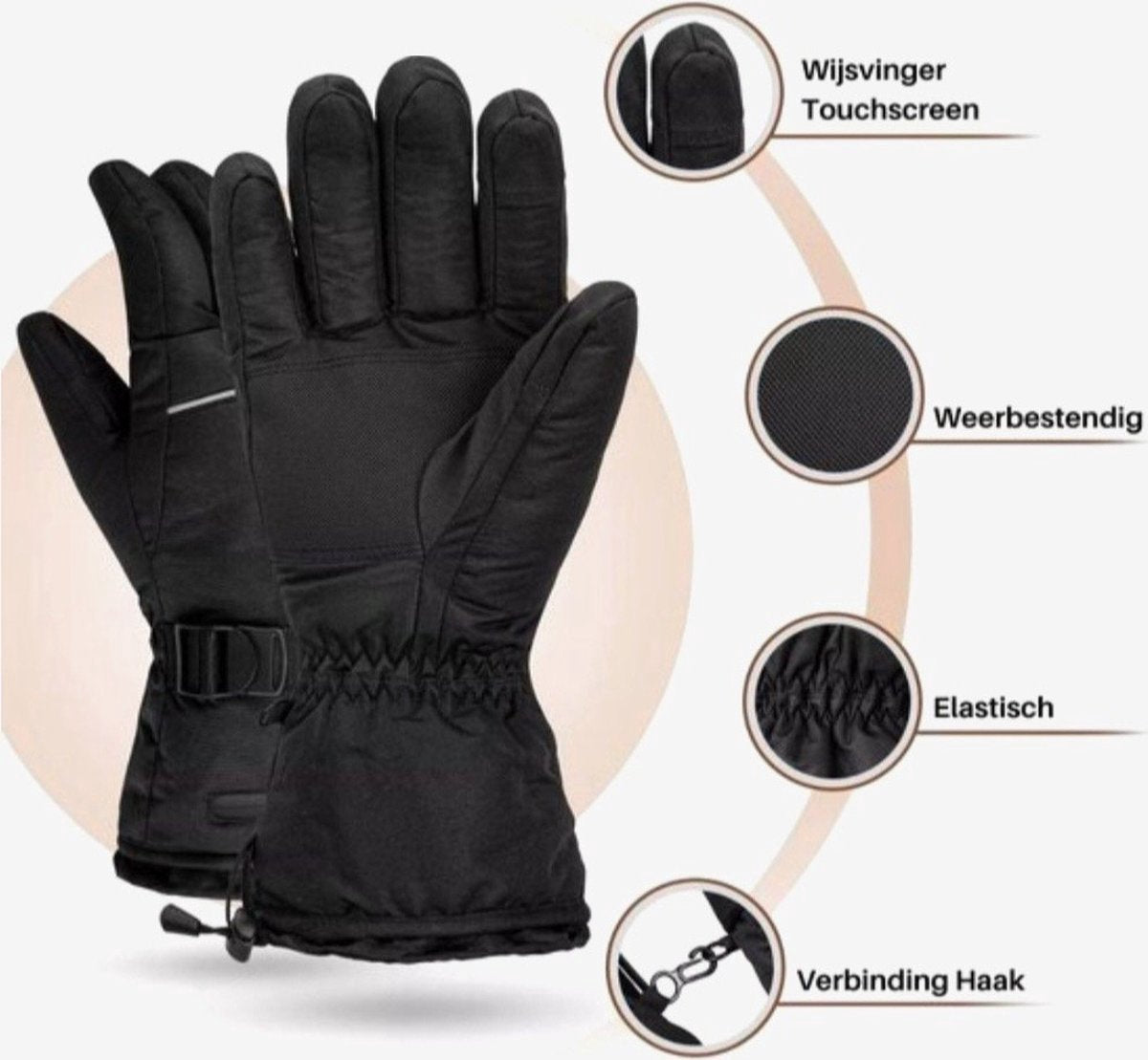 Heated gloves - Heated gloves - Electric heating - Winter - Includes Batteries - Rechargeable - Waterproof - Windproof - Black - Unisex - Onesize