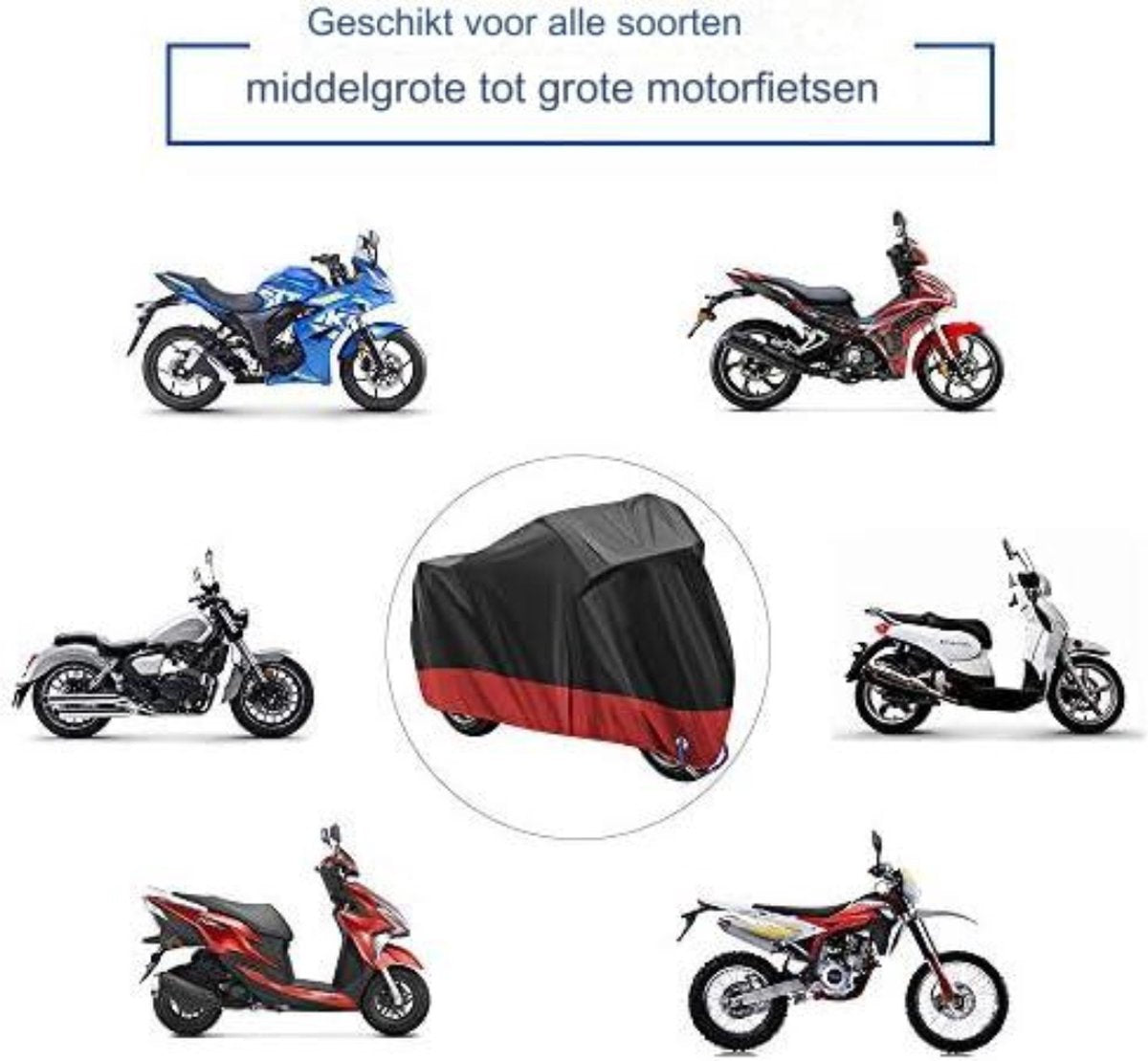 Motorcycle Cover Waterproof Outdoor - Motorcycle Cover for Outdoor Use - Motorcycle Covers - Outdoor Motorcycle Cover - 265 x 105 x 125 cm/ Red