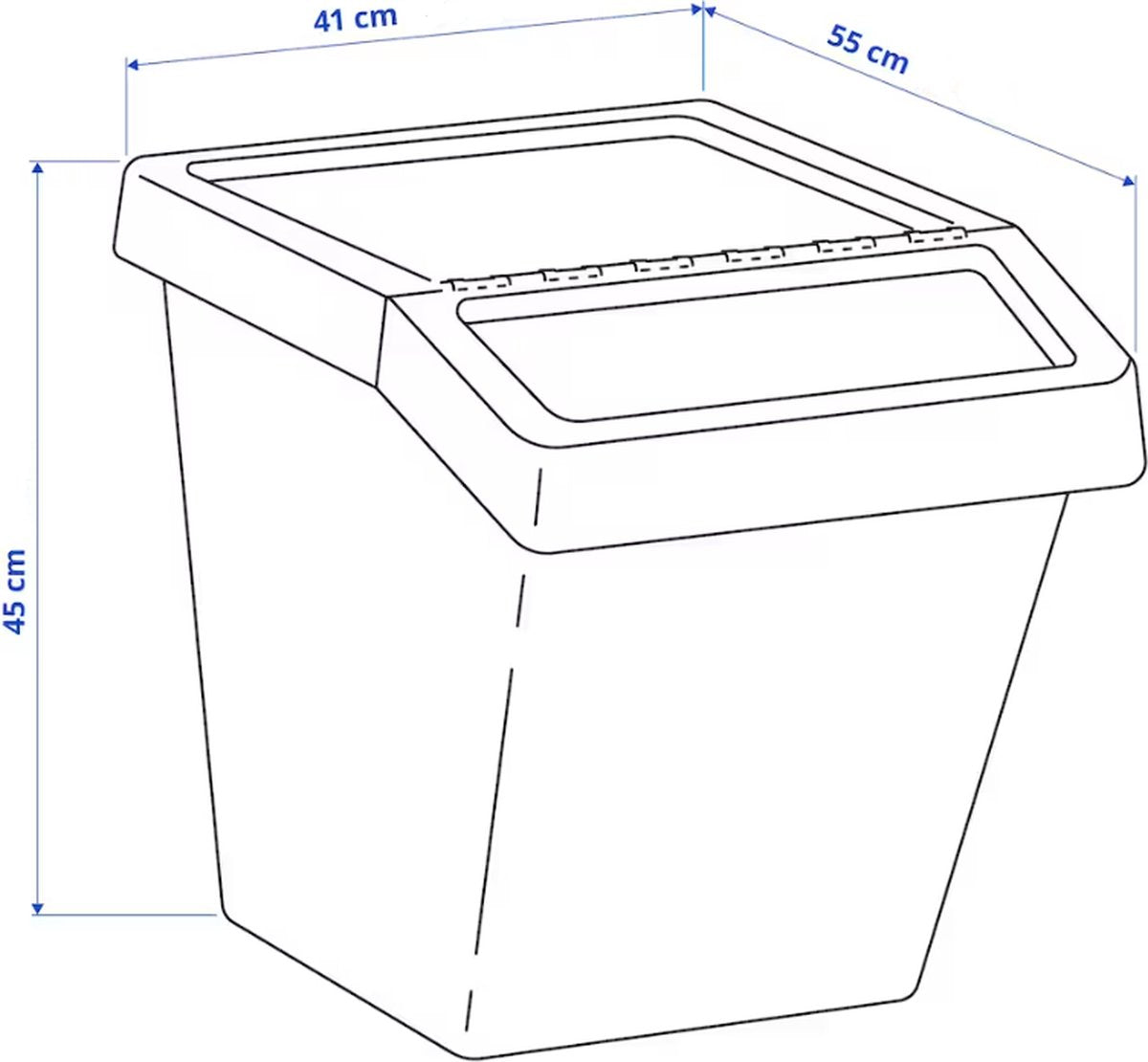 Opbergbox Met Deksel - Afvalbak - Papierbak - Stapelbak - Makkelijk Sorteren - Wit - 60 Liter - Kleding Opbergbox - 55x41x45 CM