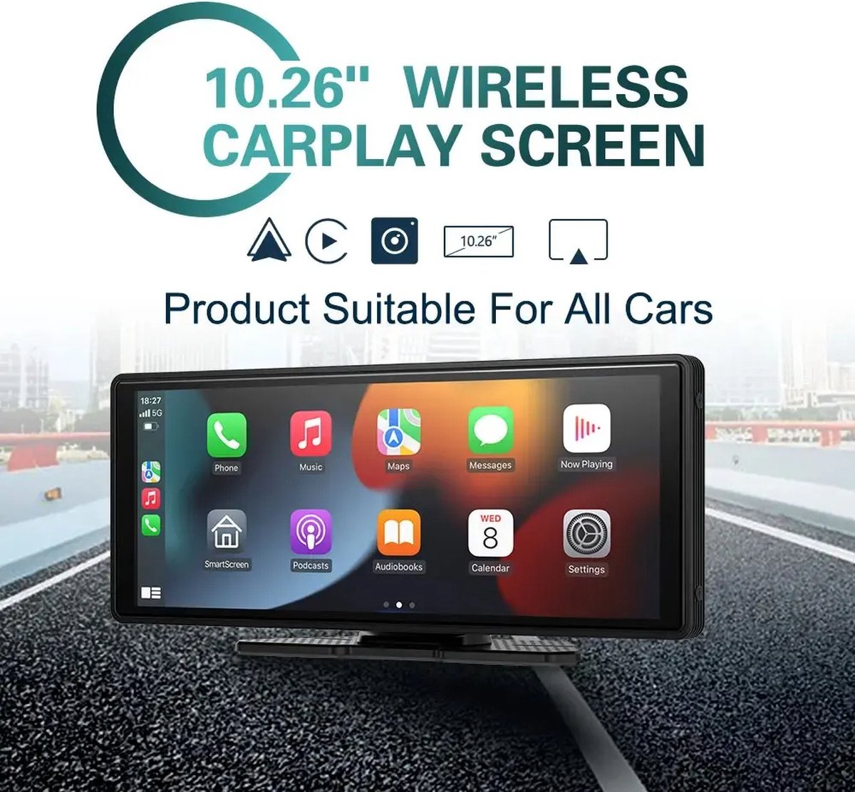 Carplay Scherm - Touchscreen - Navigatiesysteem Auto - Voor Apple & Android - Universeel - Carplay Draadloos - Multimedia Autoradio - 10,26 INCH