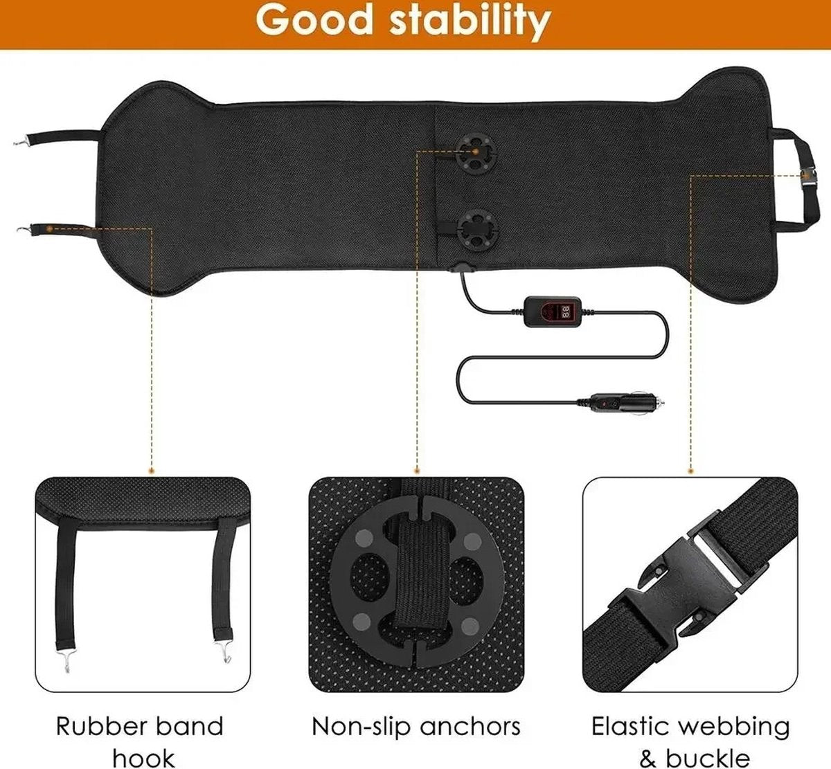 vanBoni Autostoelverwarming - Autostoel Verwarming Kussen - Elektrische Auto Accessoires Verwarming - Instelbare Temperatuur - Oververhittingsbeveiliging - 12V