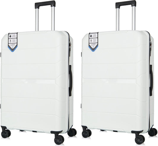 Traveller Set - 2xL Reiskoffers 28' - 93L - 75x49x30 cm - Lichtgewicht Harde Koffers - Wit - Met Ingebouwd TSA Slot - Perfect voor Lange Vakanties