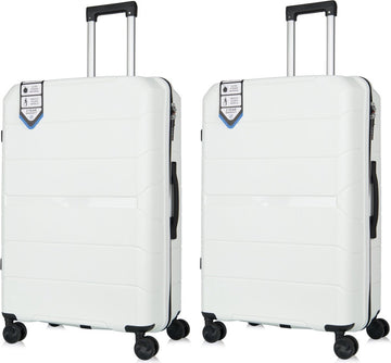 Traveller Set - 2xL Reiskoffers 28' - 93L - 75x49x30 cm - Lichtgewicht Harde Koffers - Wit - Met Ingebouwde TSA Slot - Perfect voor Lange Vakanties
