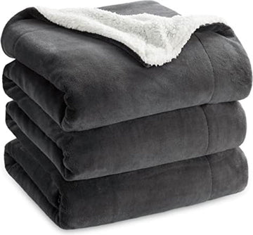 Sherpa deken fleece microvezel voor bed en bank grijs 240x220cm, deken voor 2 persoons super zachte donzige deken voor woonkamer en slaapkamer