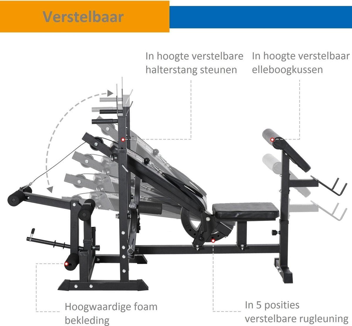 Halterbank - Fitnessbank - Trainingsbank - Fitnessbank - Fitness - Multifunctioneel