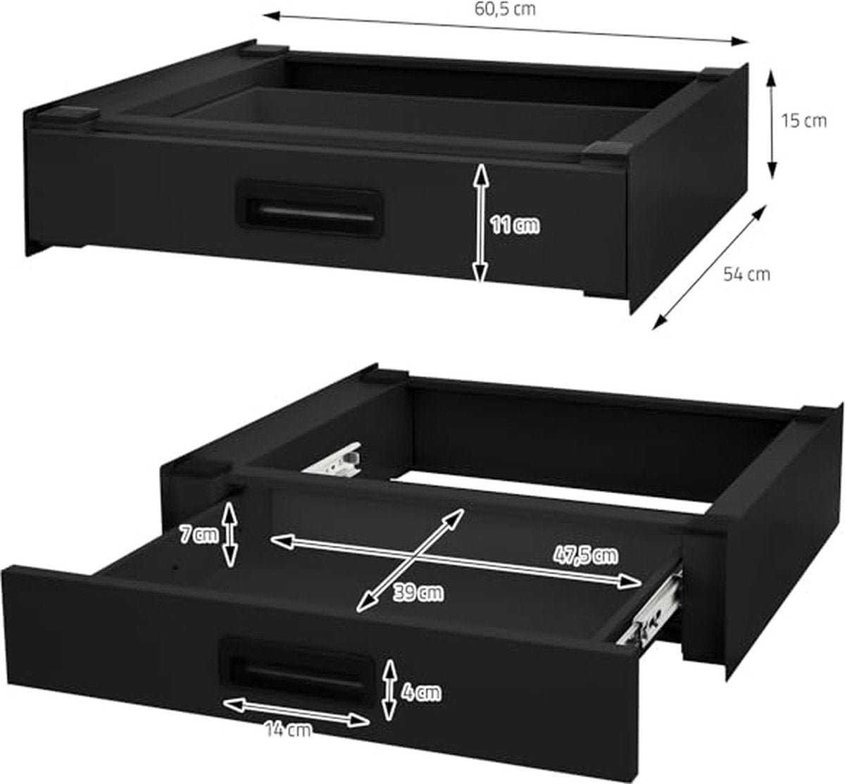 Universal Stacking Kit Washing Machine Dryer With Drawer Black 60.5x54x15 - Intermediate Piece Washing Machine Dryer For A Tidy Laundry Room