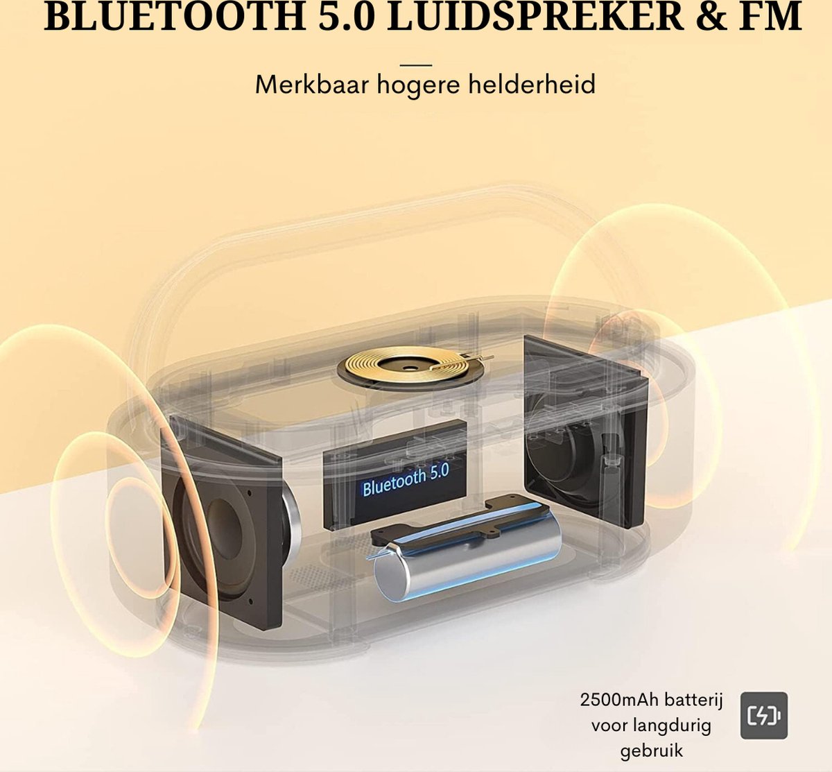 Radiowekker met draadloos opladen - Met bluetooth luidspreker - met USB oplader - Slimme wekker - Sluimerfunctie - Inclusief laadstation - LED-display