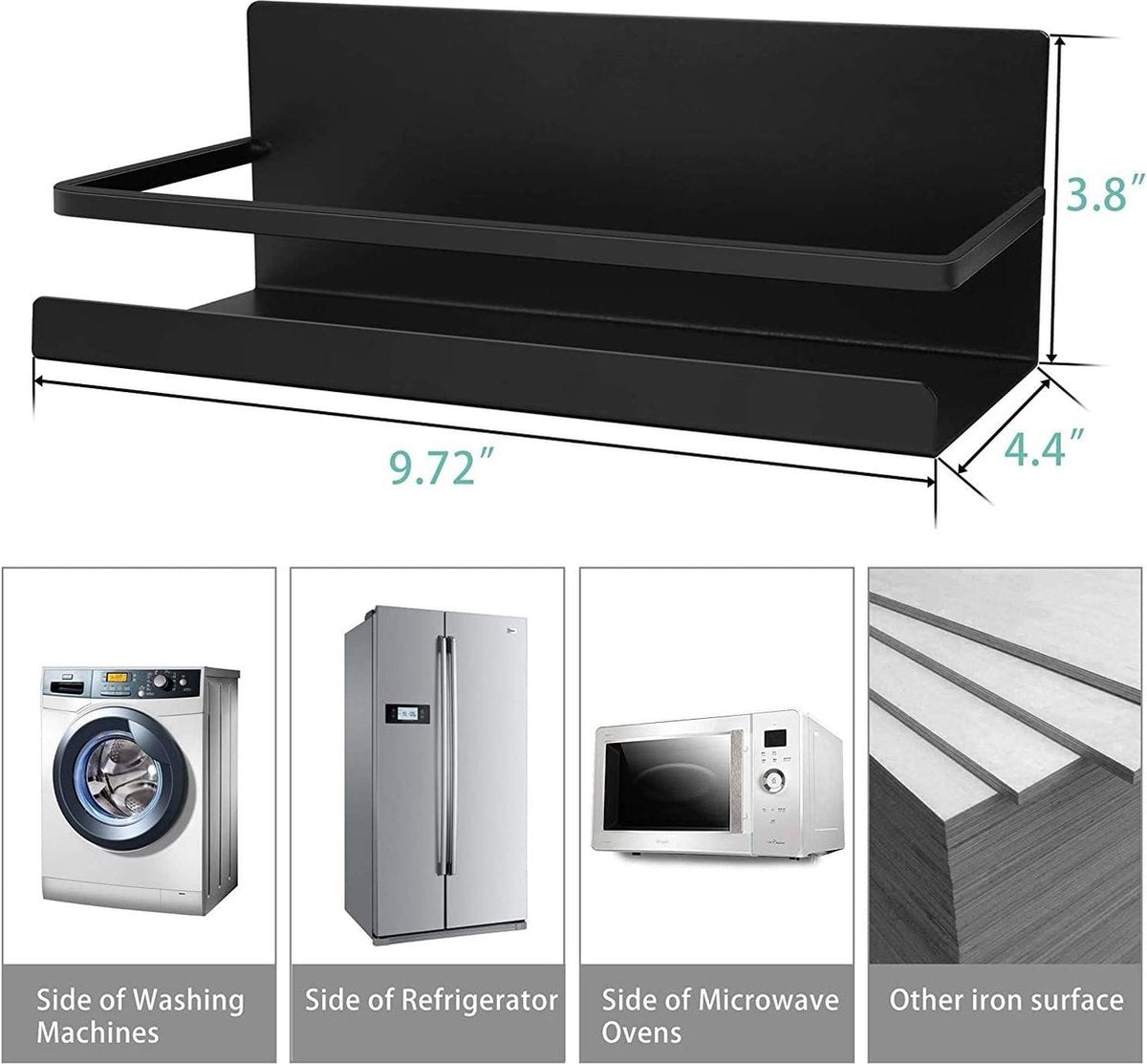 Refrigerator hanging rack magnet spice rack with shelf kitchen rack black - 2 pieces Washing machine rack