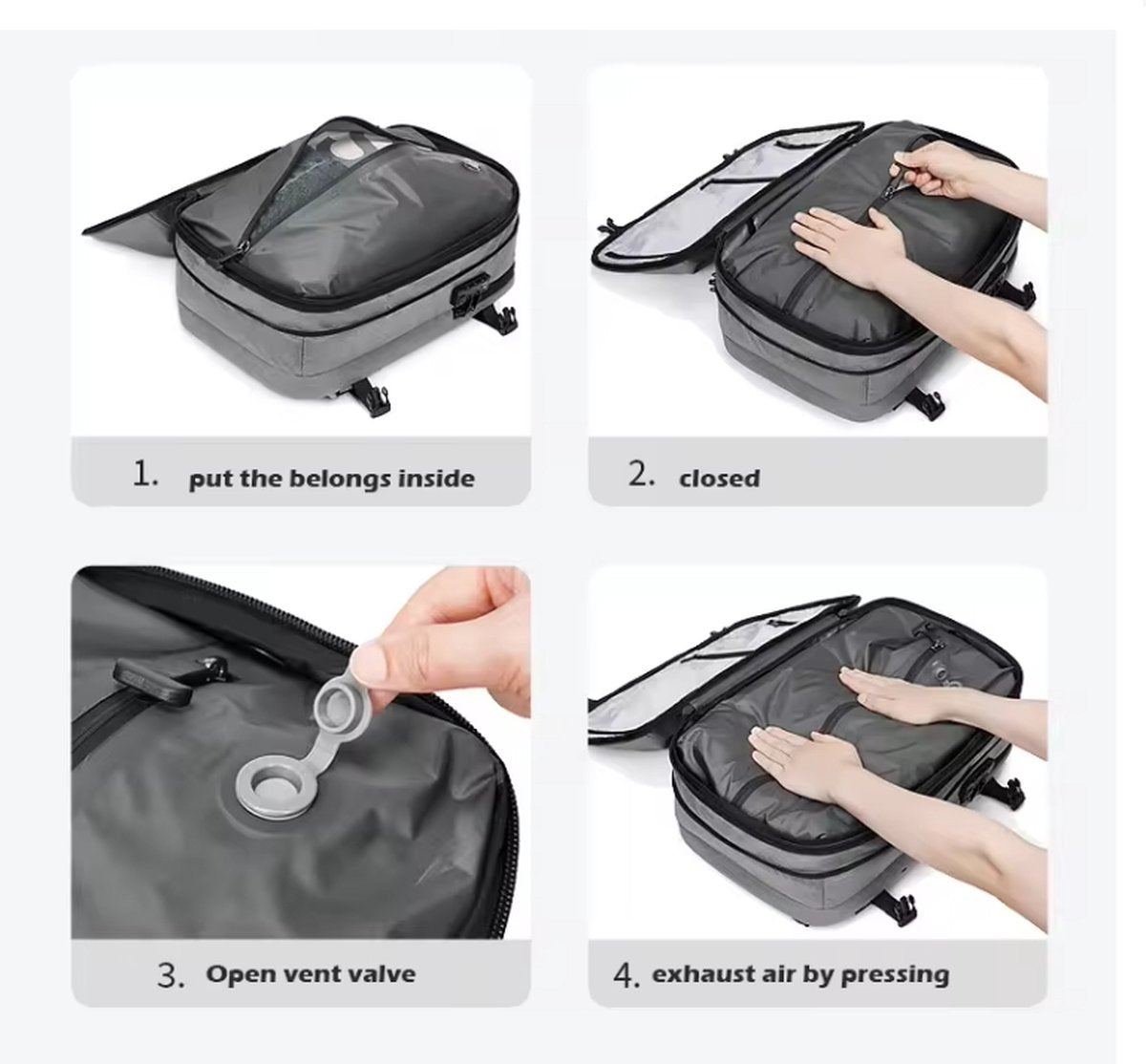 Reiziger - Vacuüm Rugzak - Airbag - Reistas - Handbagage - Grote Reisrugzak voor Dames en Heren