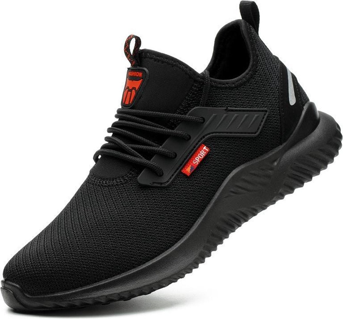 Safety Shoes - Lightweight - Sneakers - Work Shoes - Sporty - Steel Toe - Anti-Perforation Midsole - Anti-Slip - Black - 45